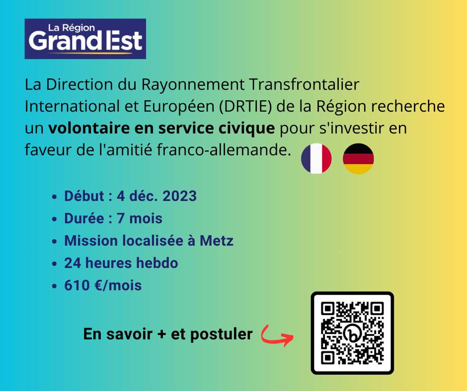 Recherche volontaire en service civique pour s’investir en faveur de l’amitié franco-allemande